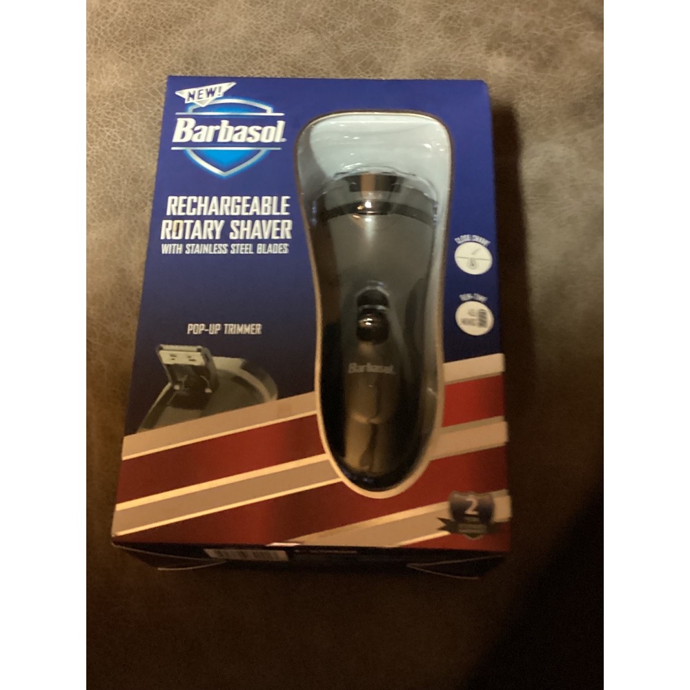 Barbasol Rechargeable Rotary Shaver with Stainless Steel Blades & Pop-Up Trimmer